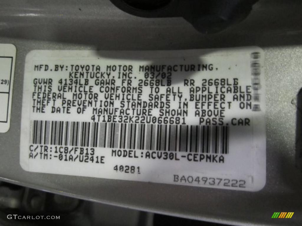 2002 Camry LE - Lunar Mist Metallic / Stone photo #6