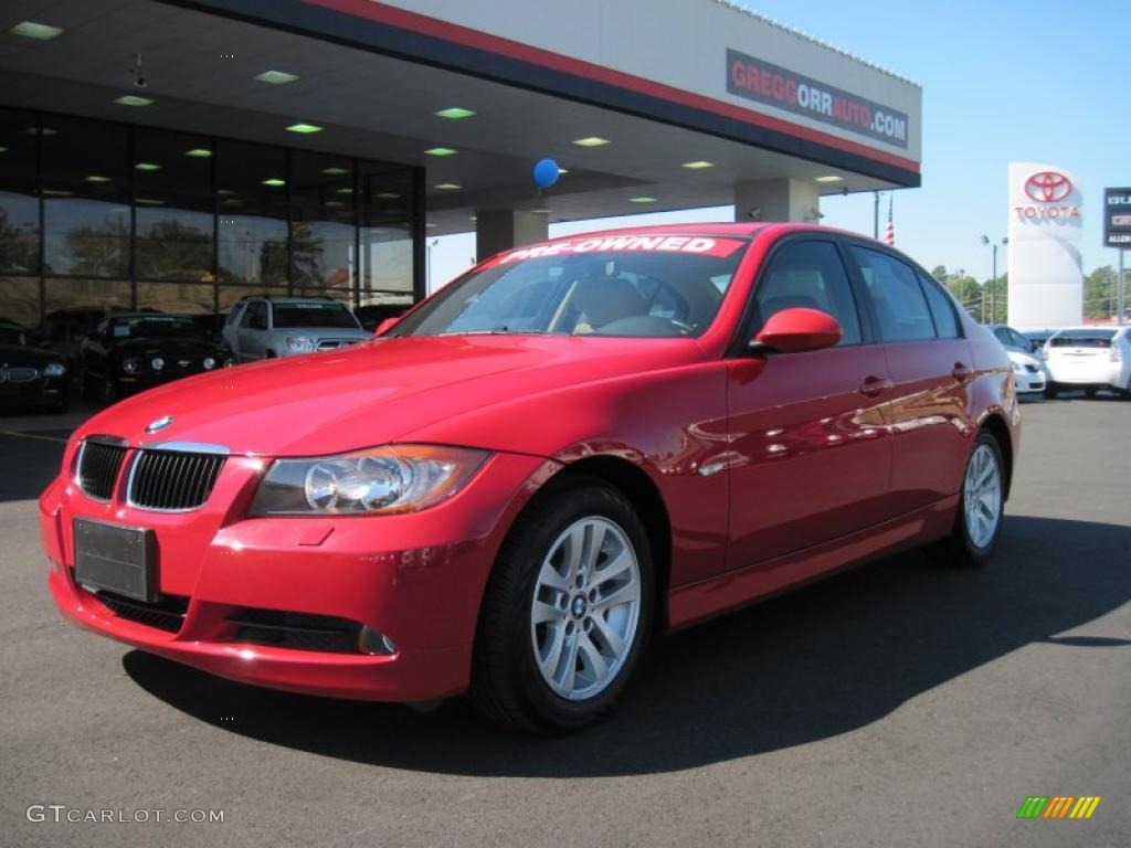 2007 3 Series 328i Sedan - Crimson Red / Beige photo #1