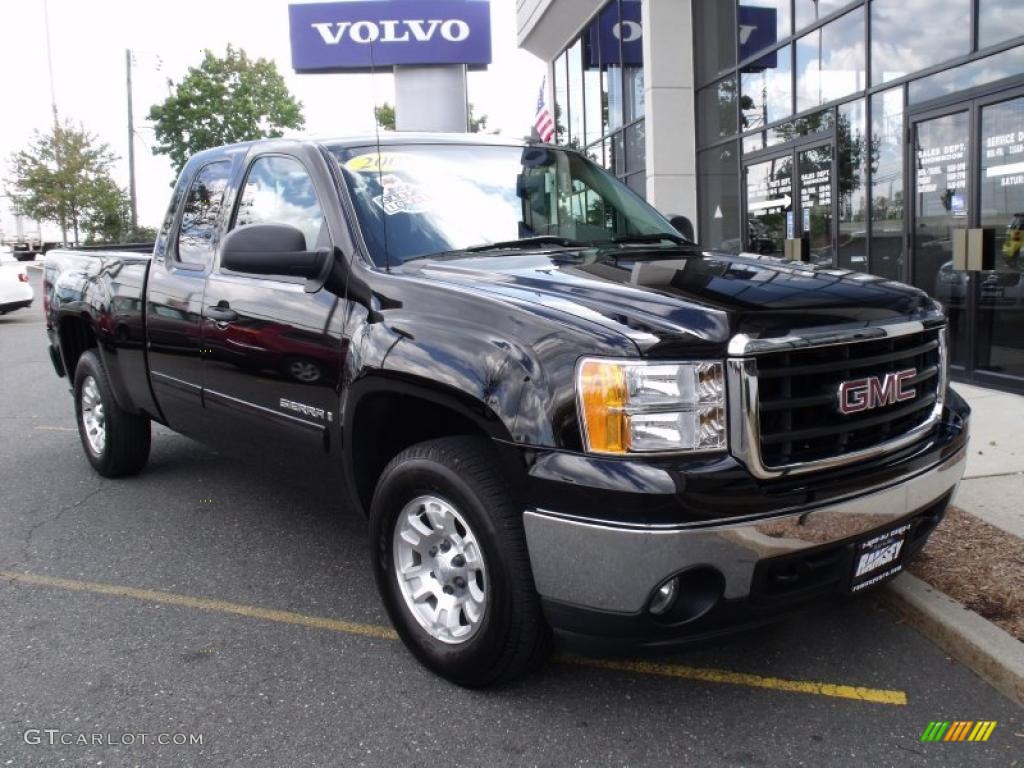 2008 Sierra 1500 SLE Extended Cab 4x4 - Onyx Black / Dark Titanium photo #1
