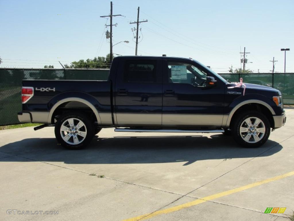 2010 F150 Lariat SuperCrew 4x4 - Dark Blue Pearl Metallic / Tan photo #2