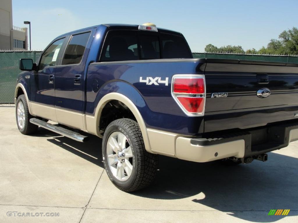 2010 F150 Lariat SuperCrew 4x4 - Dark Blue Pearl Metallic / Tan photo #5