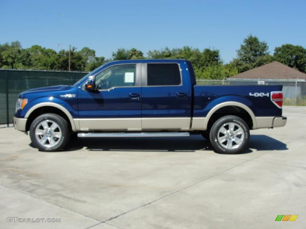 2010 F150 Lariat SuperCrew 4x4 - Dark Blue Pearl Metallic / Tan photo #6