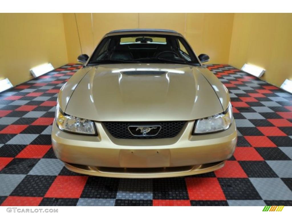 2000 Mustang GT Convertible - Sunburst Gold Metallic / Dark Charcoal photo #2