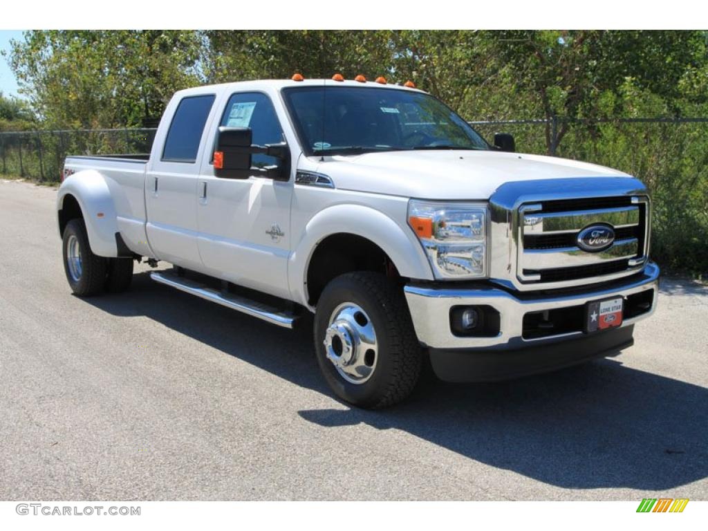 2011 F350 Super Duty Lariat Crew Cab 4x4 Dually - White Platinum Tri-Coat Metallic / Black photo #1