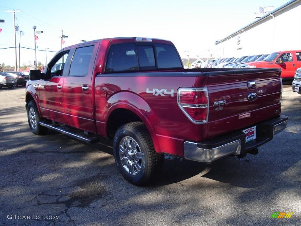 2010 F150 Lariat SuperCrew 4x4 - Red Candy Metallic / Black photo #3