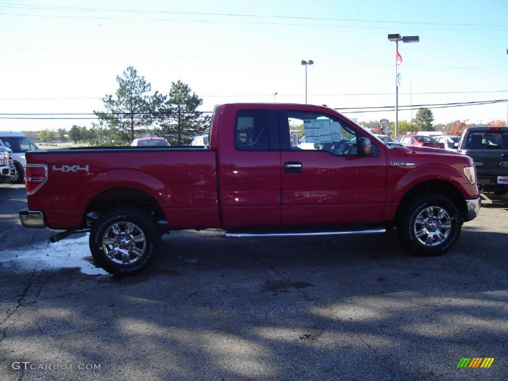 2010 F150 XLT SuperCab 4x4 - Vermillion Red / Medium Stone photo #6