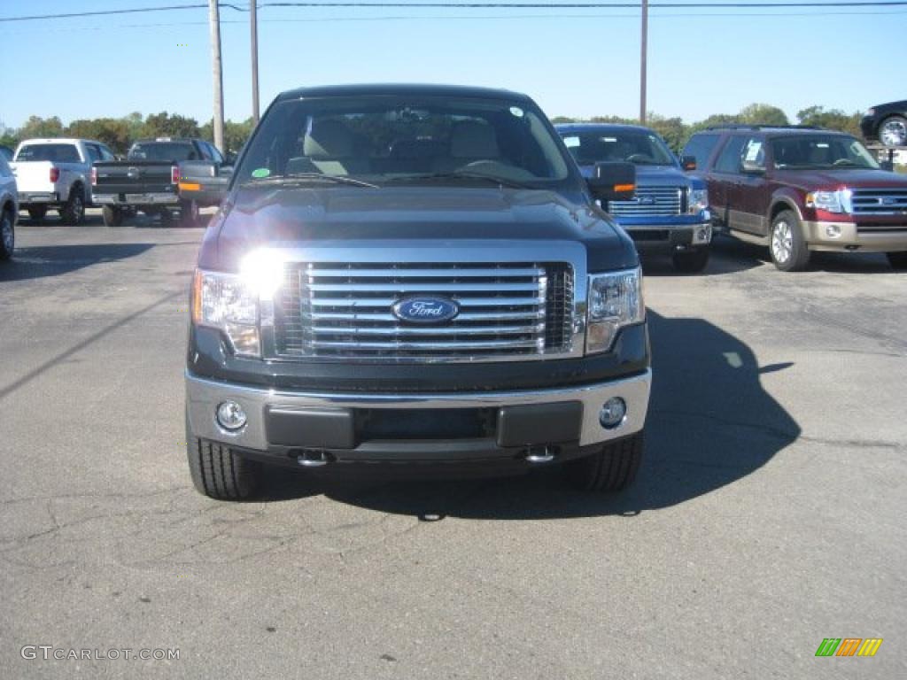 2010 F150 XLT SuperCab 4x4 - Tuxedo Black / Medium Stone photo #2
