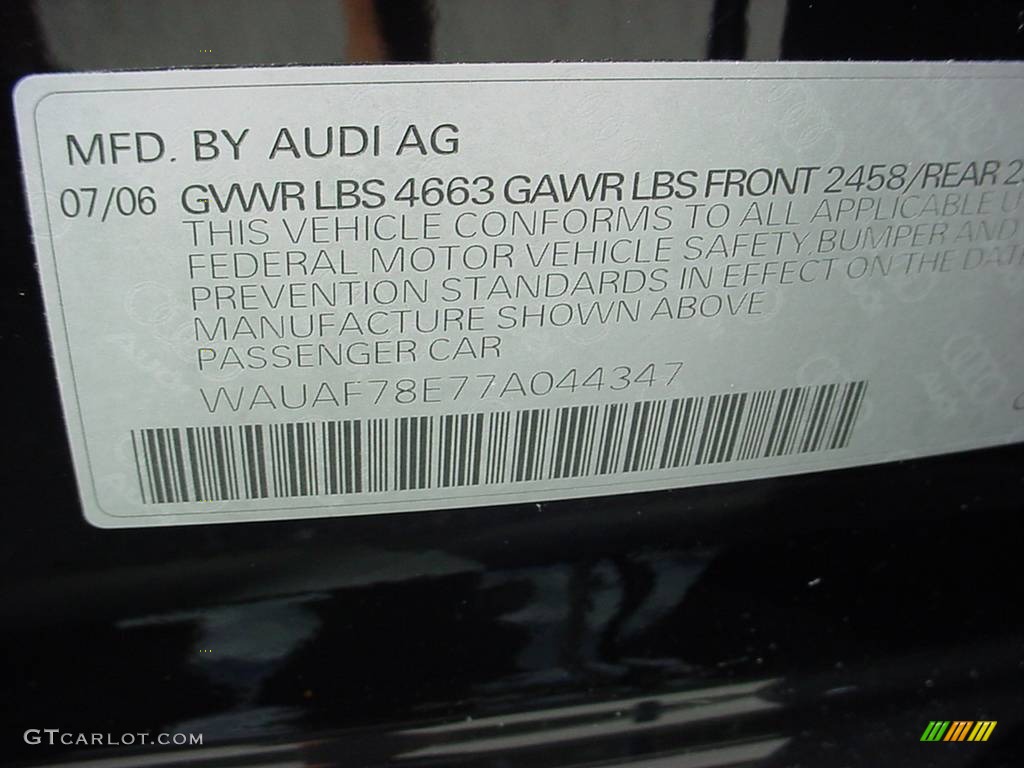 2007 A4 2.0T Sedan - Brilliant Black / Ebony photo #17