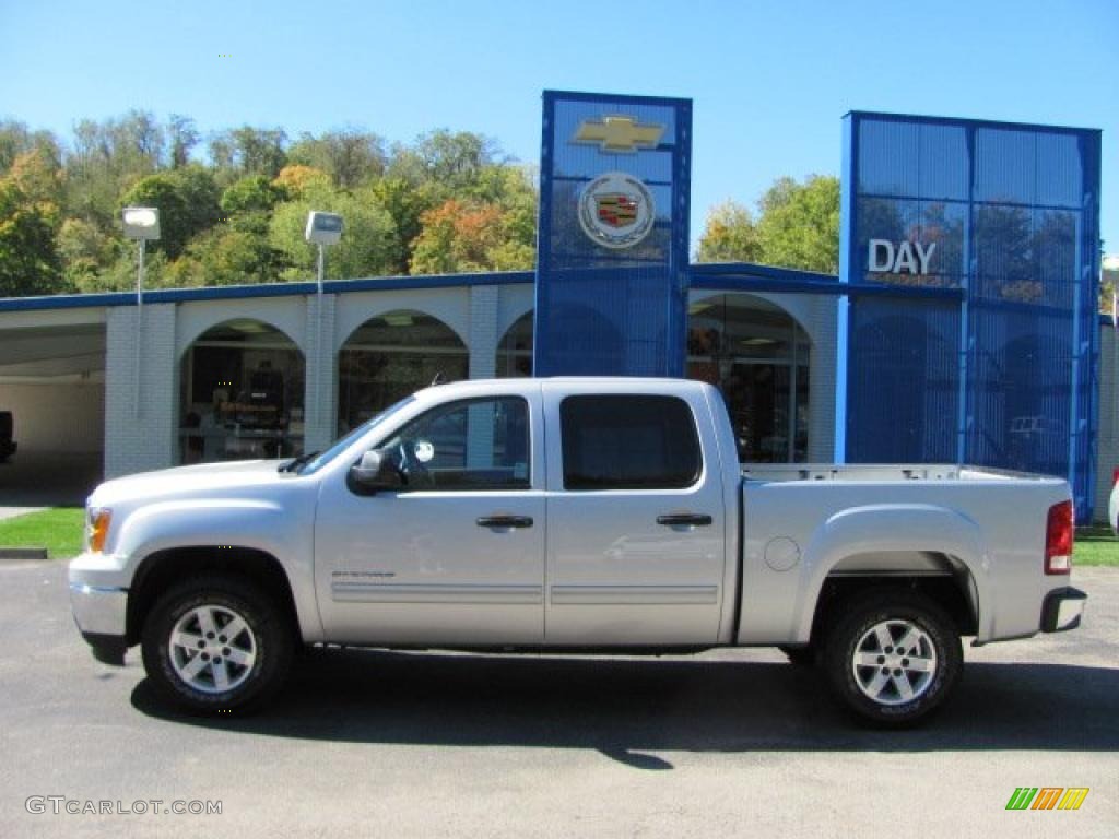 2010 Sierra 1500 SLE Crew Cab - Pure Silver Metallic / Ebony photo #2
