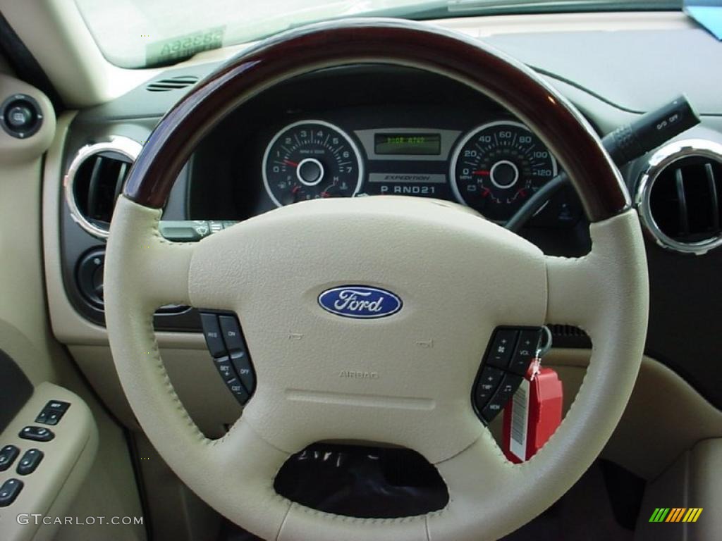 2005 Ford Expedition Limited Medium Parchment Steering Wheel Photo #37797456