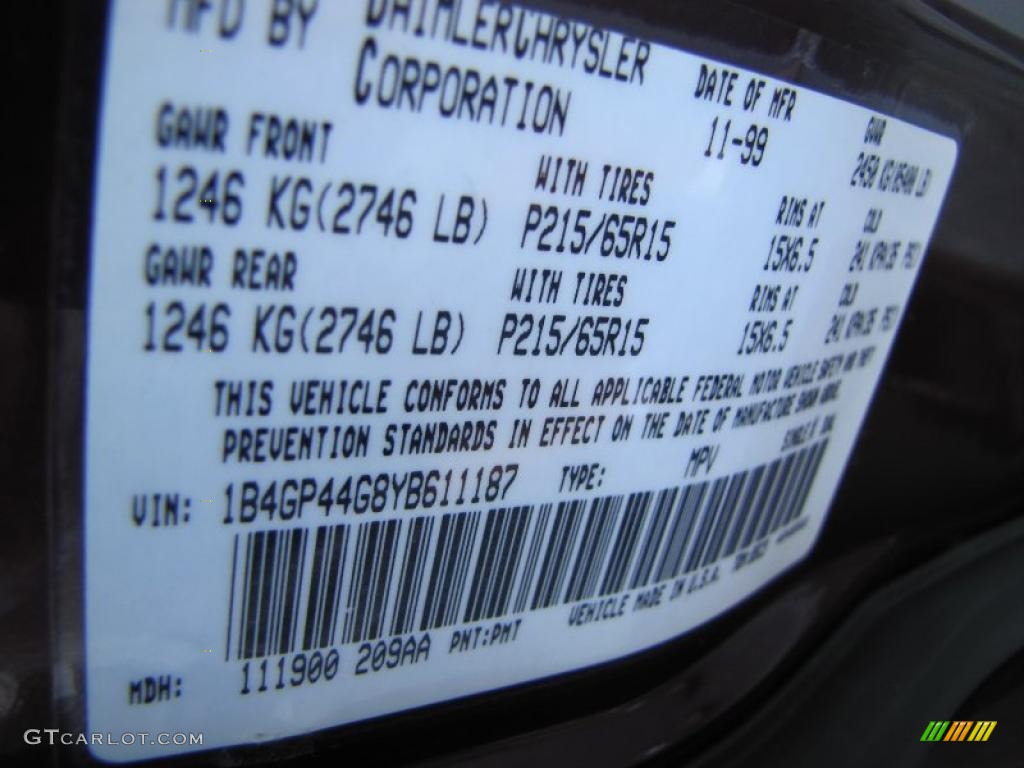2000 Grand Caravan Color Code PMT for Deep Cranberry Pearlcoat Photo #37797516