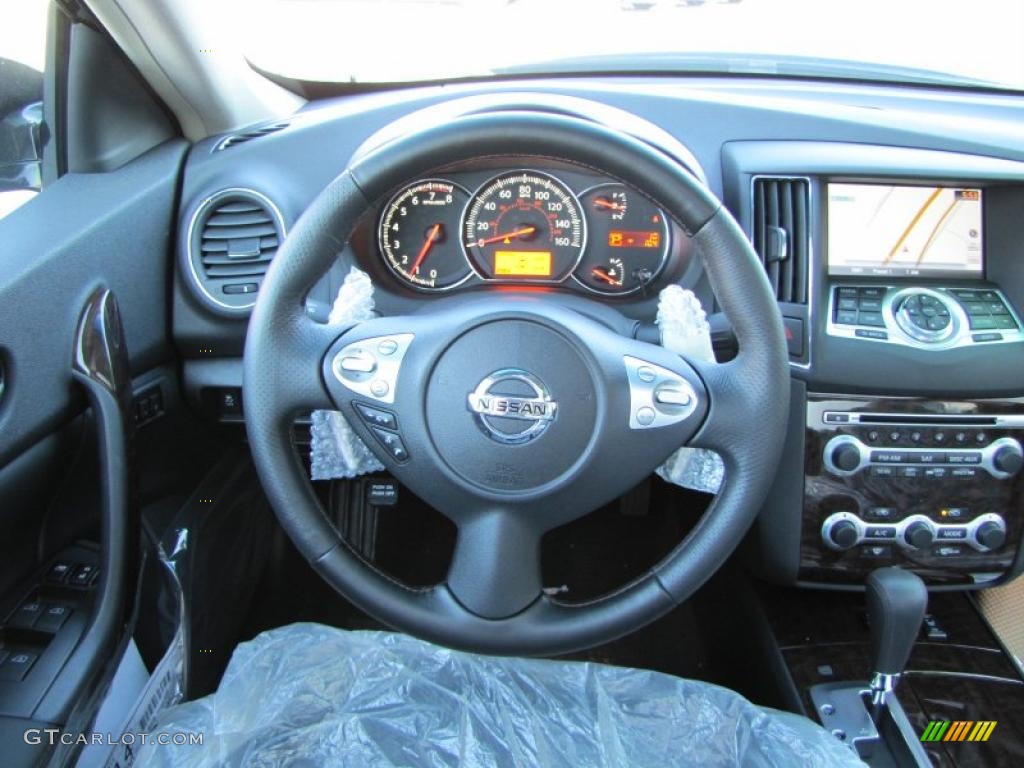 2011 Nissan Maxima 3.5 SV Premium Charcoal Steering Wheel Photo #37798724