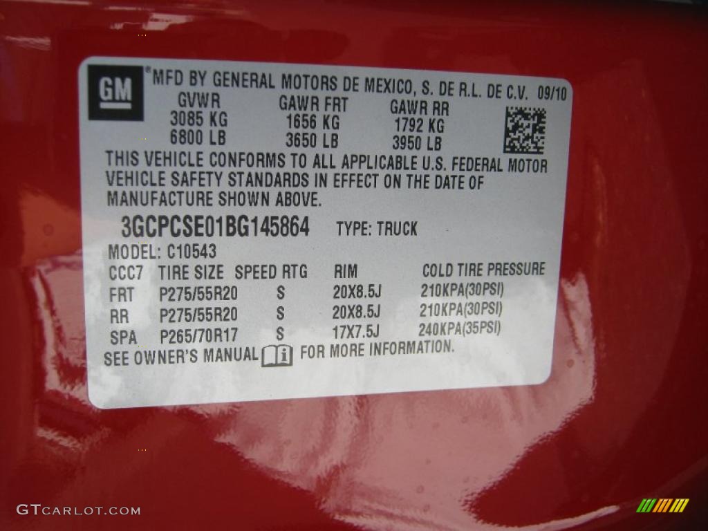 2011 Chevrolet Silverado 1500 LT Crew Cab Info Tag Photo #37819882