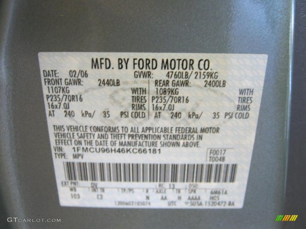 2006 Escape Color Code DV for Titanium Green Metallic Photo #37824490