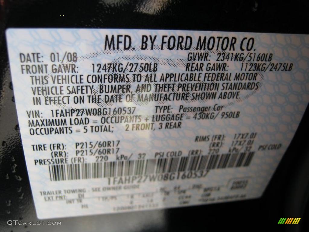 2008 Taurus Color Code DI for Dark Ink Blue Metallic Photo #37824862