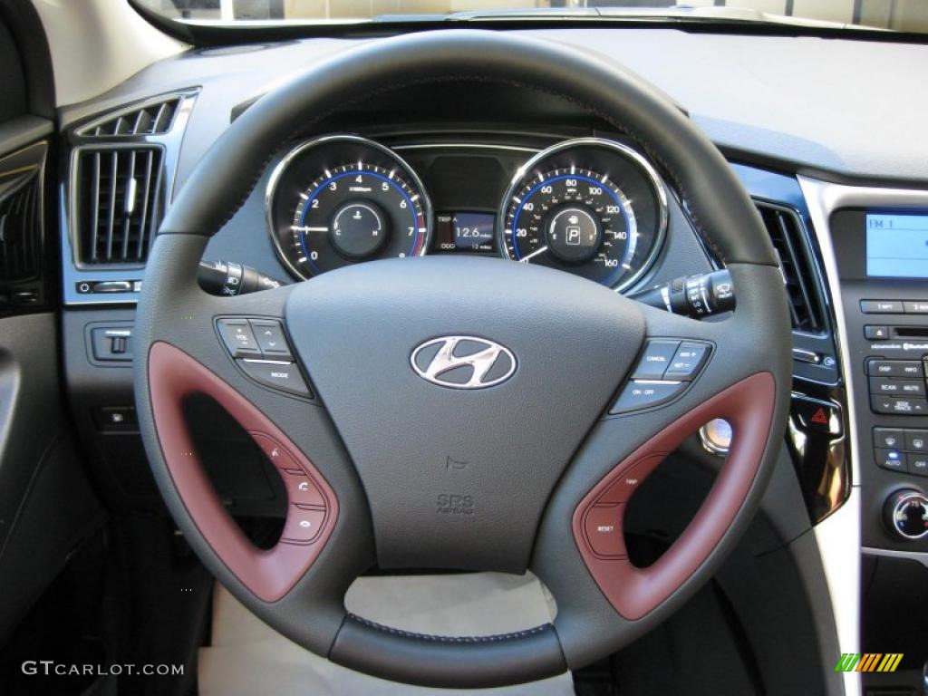 2011 Hyundai Sonata Limited Wine Steering Wheel Photo #37841323