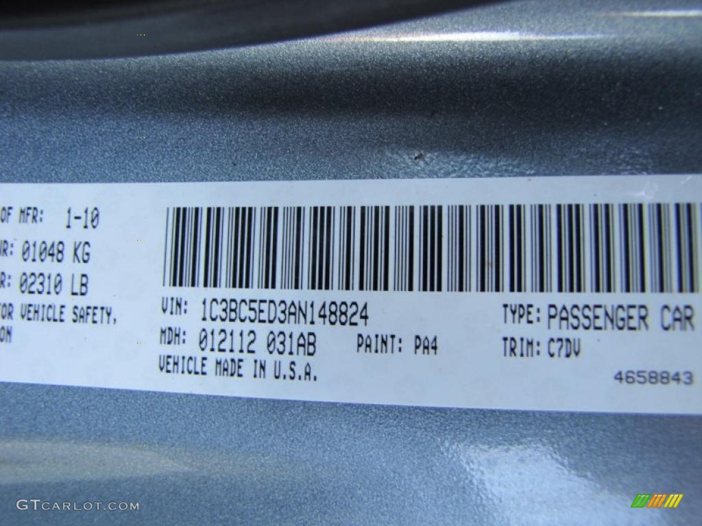 2010 Sebring Color Code PA4 for Silver Steel Metallic Photo #37841967