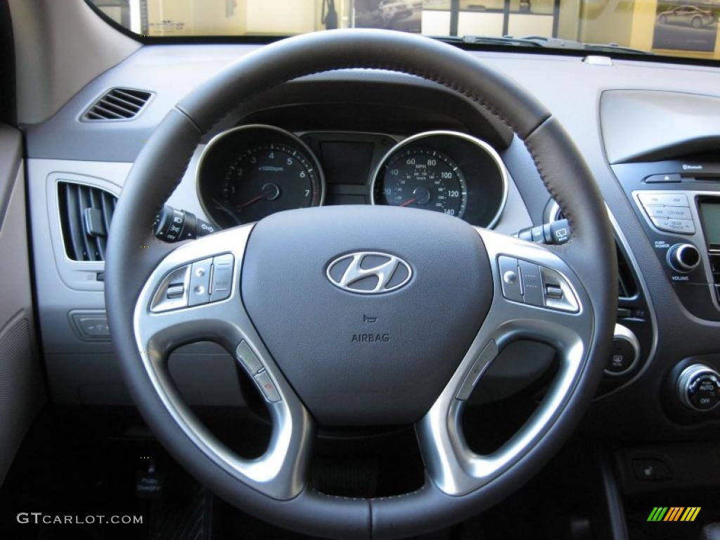 2011 Hyundai Tucson Limited Taupe Steering Wheel Photo #37843019