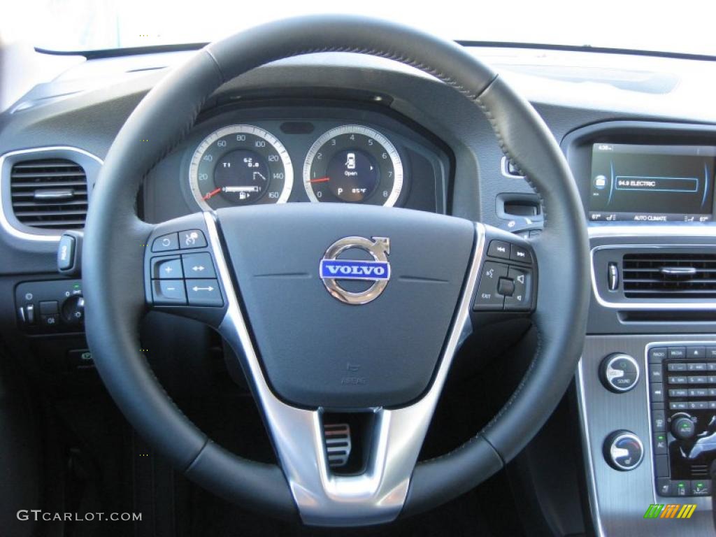 2011 Volvo S60 T6 AWD Off Black/Anthracite Steering Wheel Photo #37843415