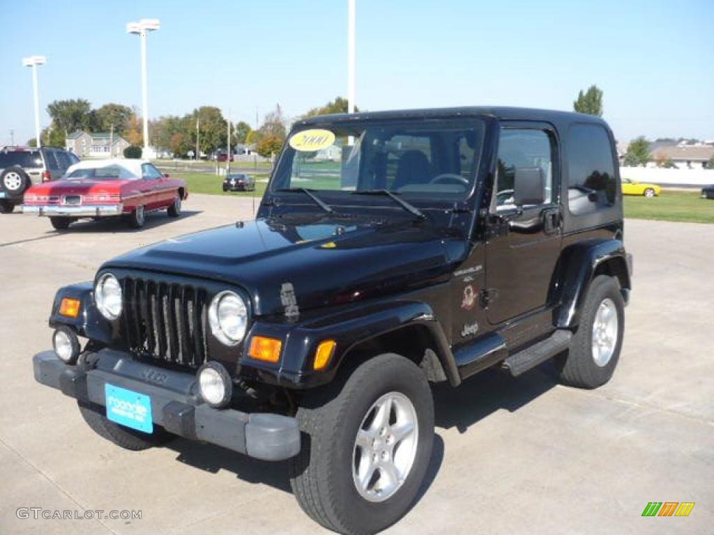2000 Wrangler Sahara 4x4 - Black / Camel/Dark Green photo #1