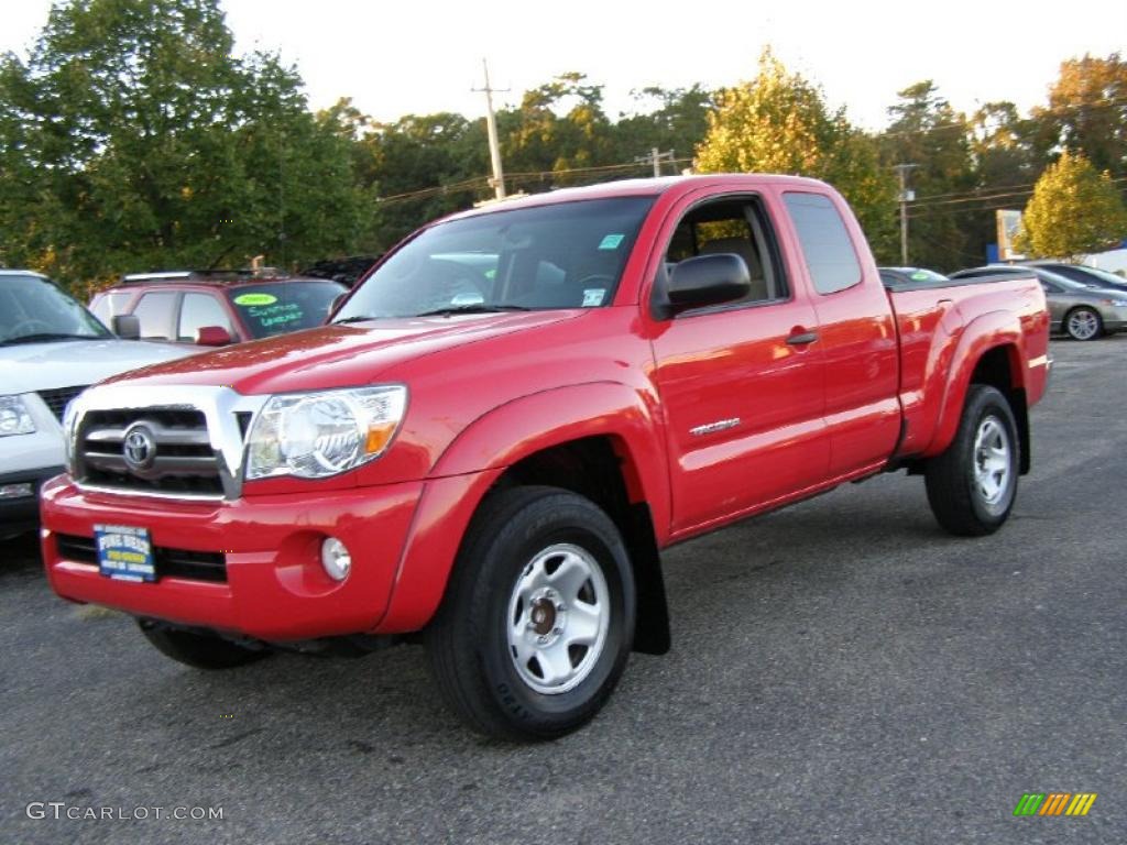 2007 Tacoma V6 PreRunner Access Cab - Impulse Red Pearl / Taupe photo #1