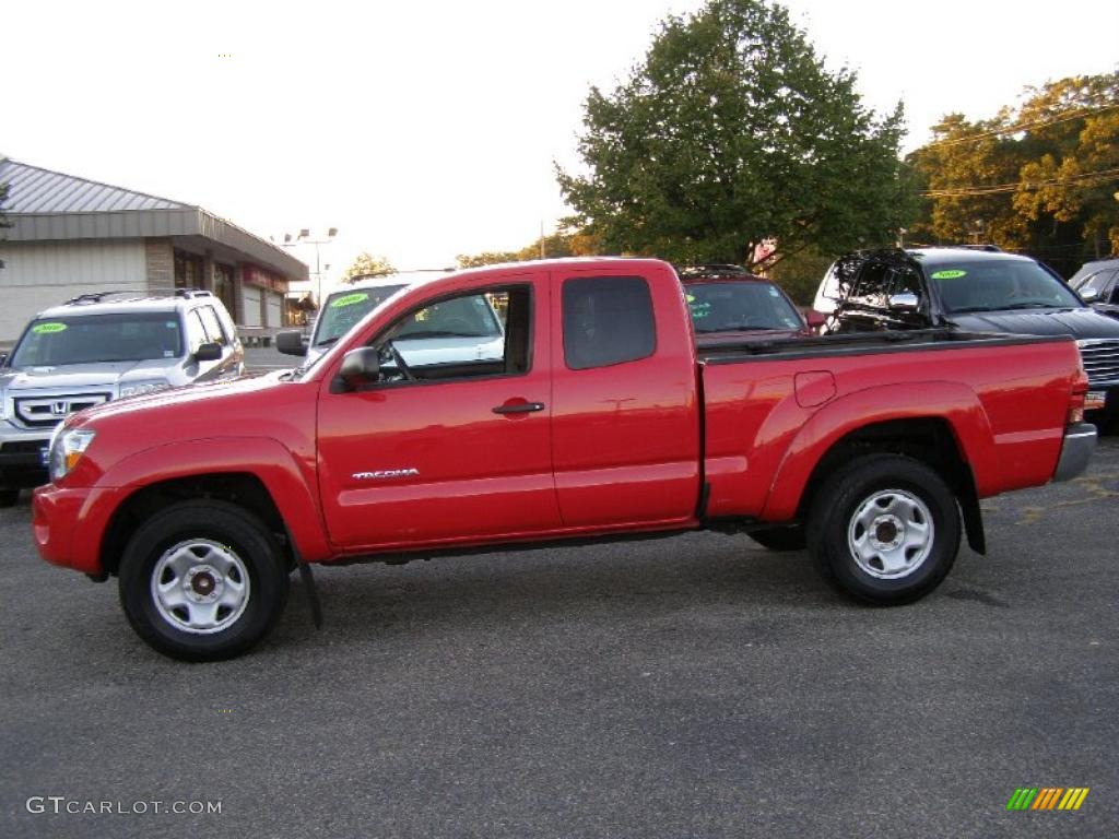 2007 Tacoma V6 PreRunner Access Cab - Impulse Red Pearl / Taupe photo #4