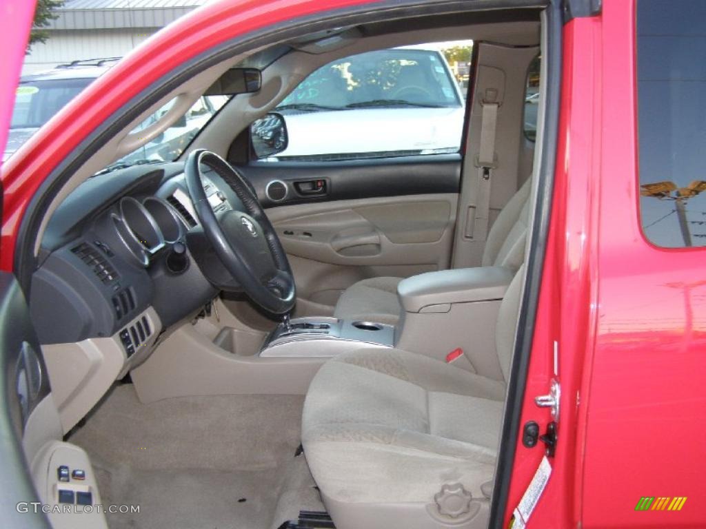 2007 Tacoma V6 PreRunner Access Cab - Impulse Red Pearl / Taupe photo #11