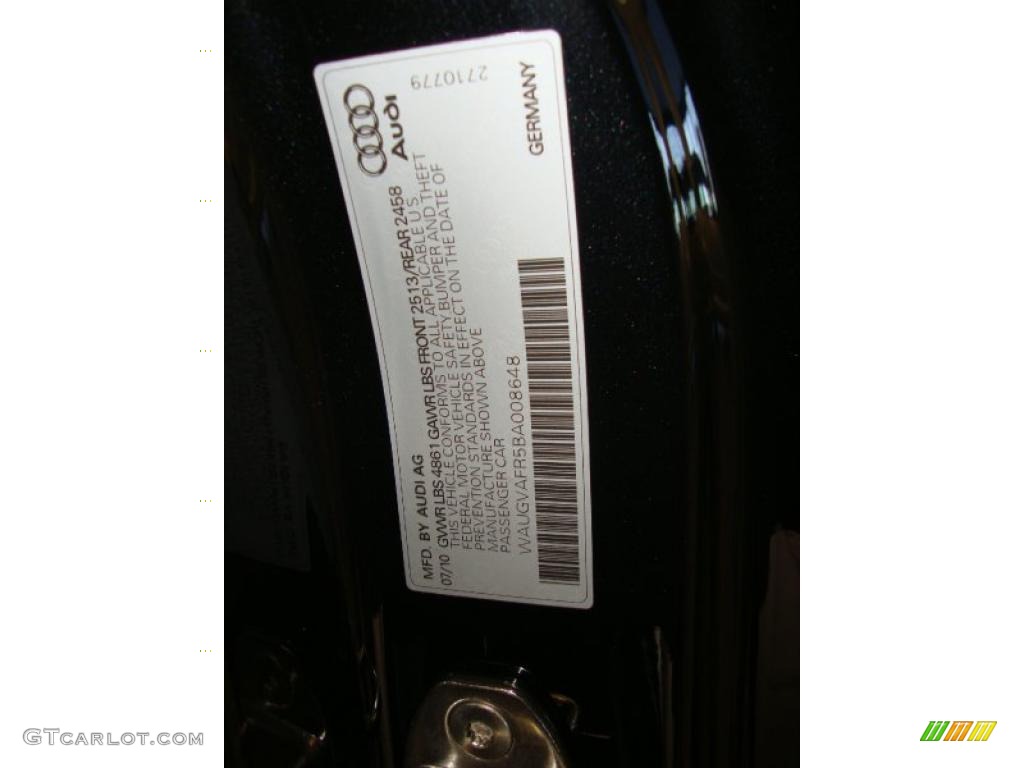 2011 Audi S5 4.2 FSI quattro Coupe Info Tag Photo #37846319
