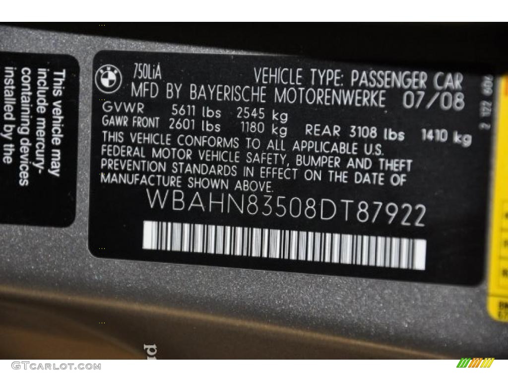 2008 7 Series 750Li Sedan - Sterling Grey Metallic / Black photo #12