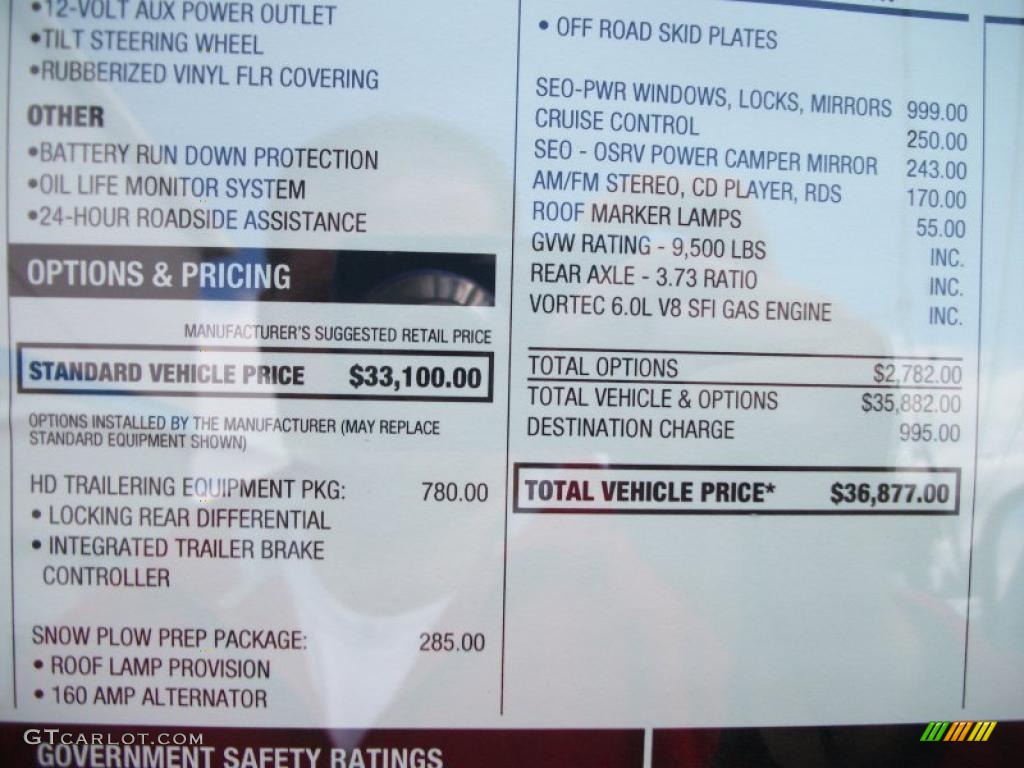 2011 Chevrolet Silverado 2500HD Extended Cab 4x4 Window Sticker Photo #37862435