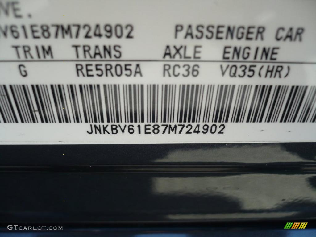 2007 Infiniti G 35 Journey Sedan Info Tag Photo #37863639