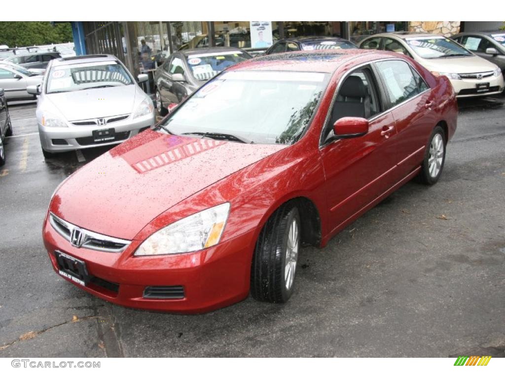 2007 Accord EX-L V6 Sedan - Moroccan Red Pearl / Gray photo #1