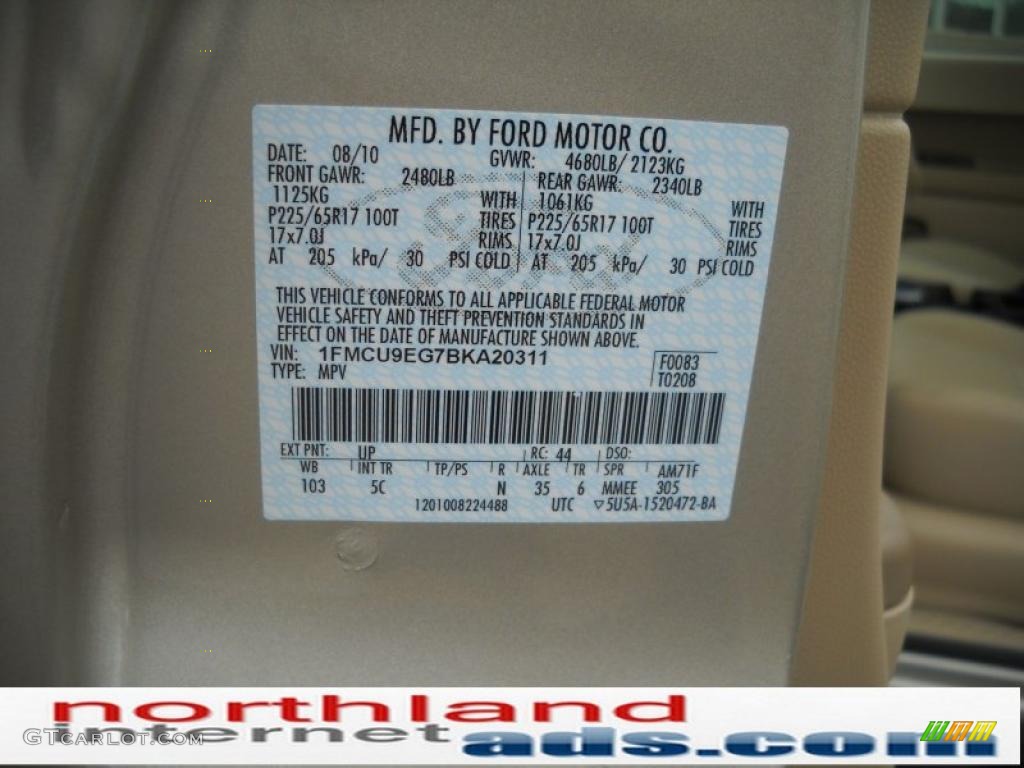 2011 Escape Color Code UP for Gold Leaf Metallic Photo #37868028
