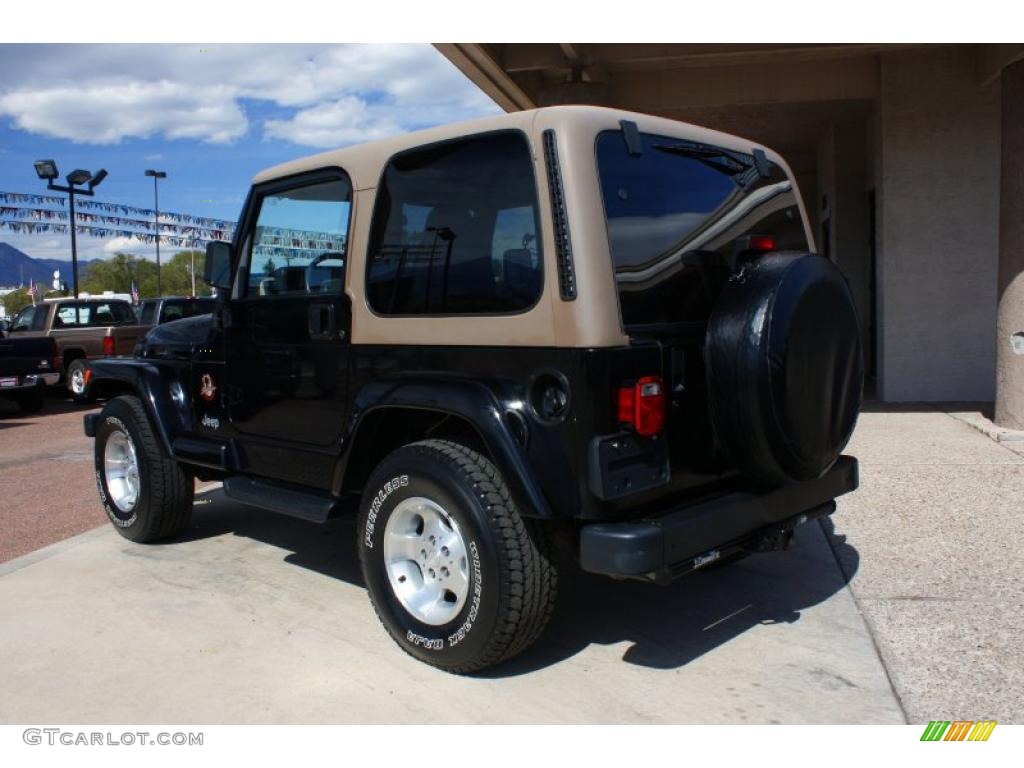 2002 Wrangler Sahara 4x4 - Black / Camel Beige/Dark Green photo #4