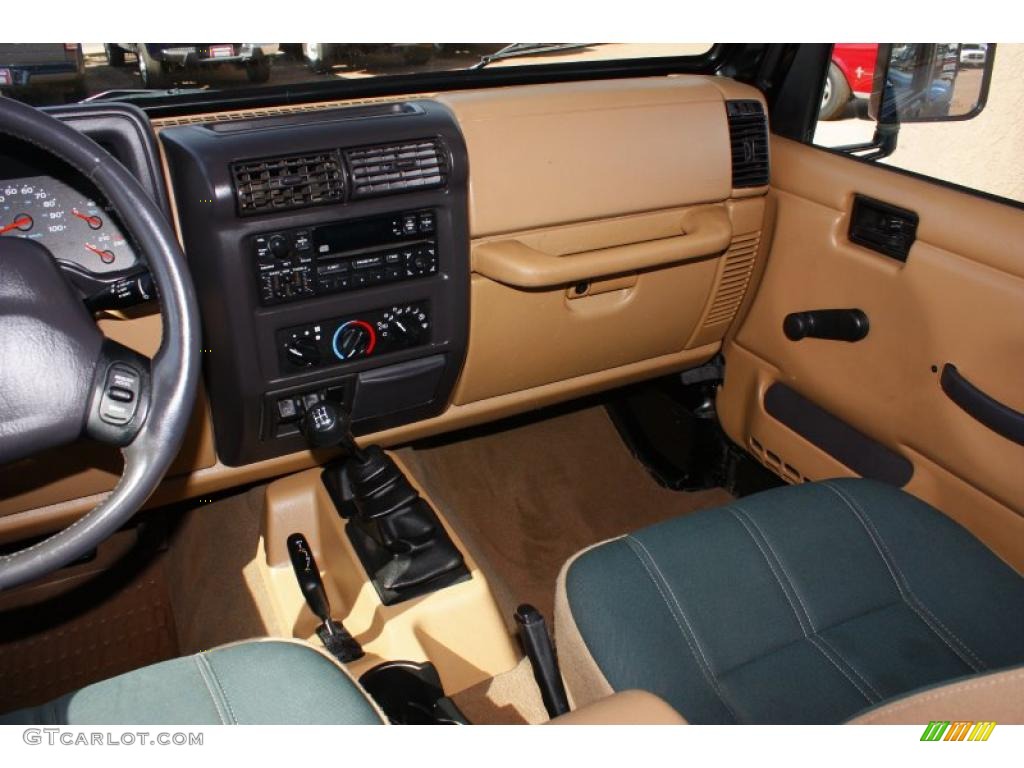 2002 Wrangler Sahara 4x4 - Black / Camel Beige/Dark Green photo #9
