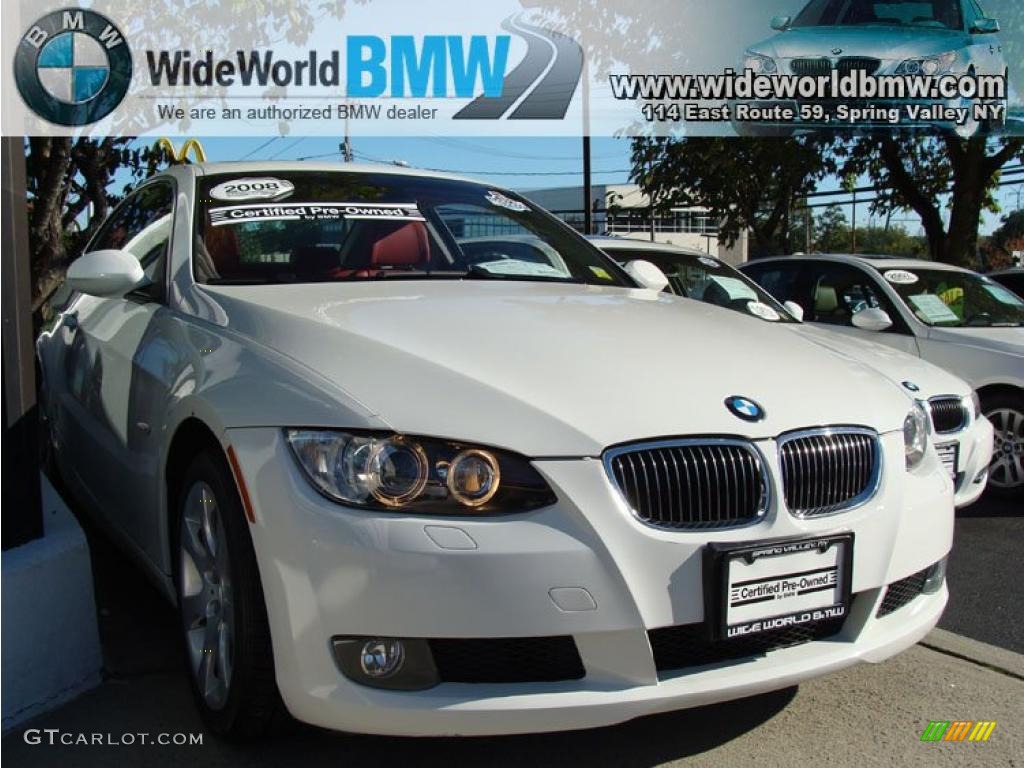 2008 3 Series 328xi Coupe - Alpine White / Coral Red/Black photo #3
