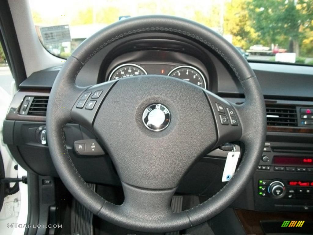 2011 BMW 3 Series 328i xDrive Sedan Black Steering Wheel Photo #37880760