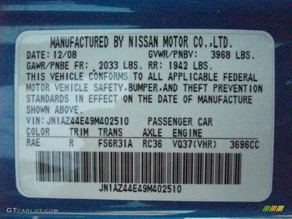 2009 370Z Color Code RAE for Monterey Blue Photo #37884240