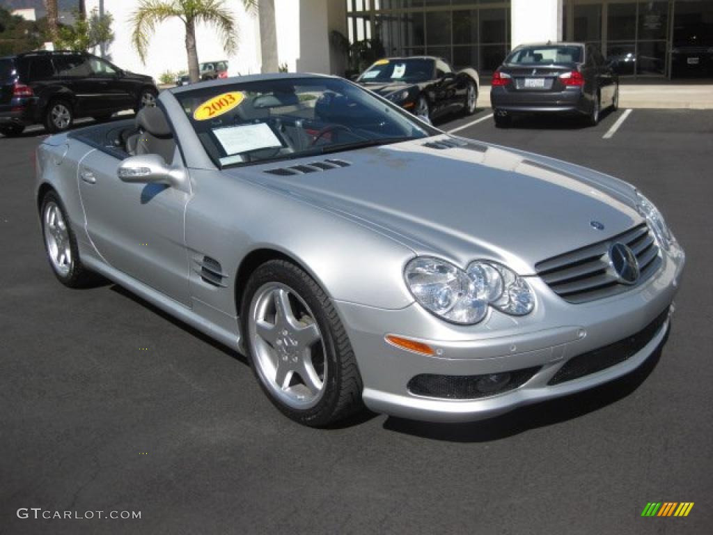 Brilliant Silver Metallic 2003 Mercedes-Benz SL 500 Roadster Exterior Photo #37886488