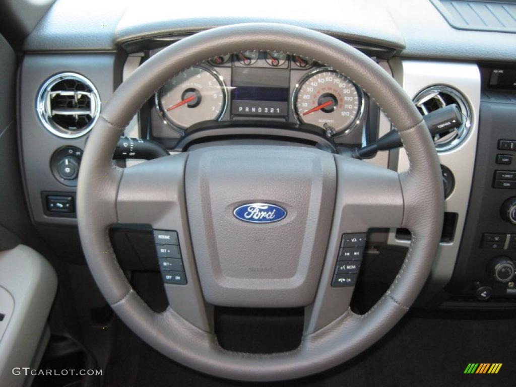 2010 Ford F150 XLT SuperCrew 4x4 Medium Stone Steering Wheel Photo #37890080