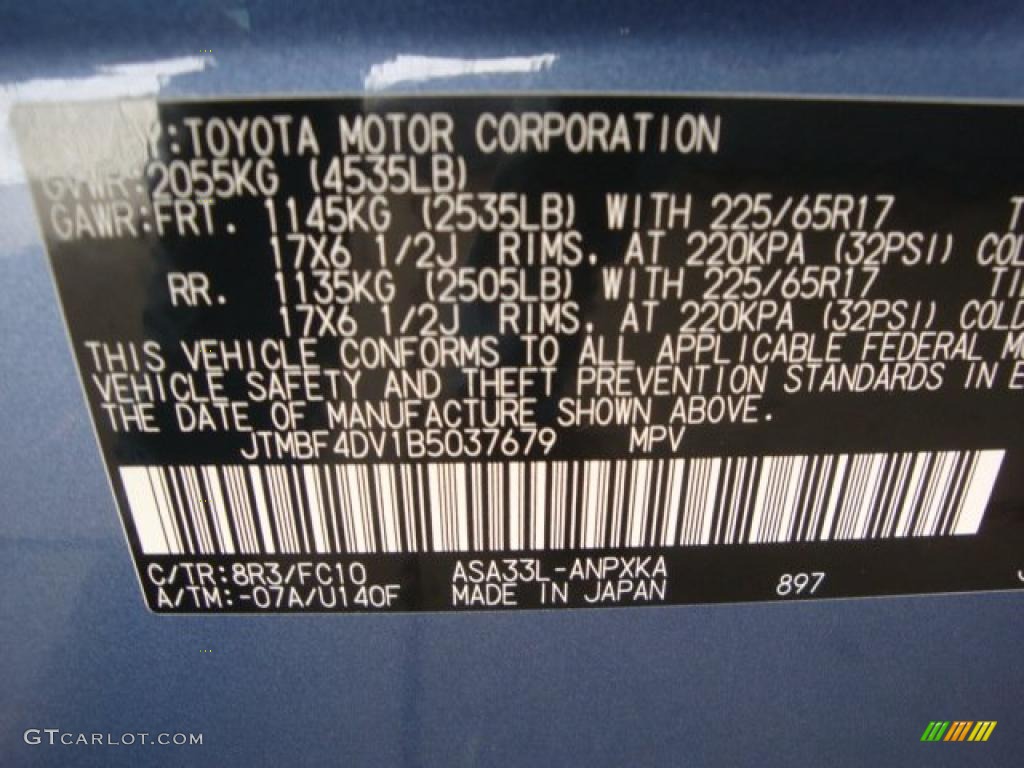 2011 RAV4 I4 4WD - Pacific Blue Metallic / Dark Charcoal photo #19
