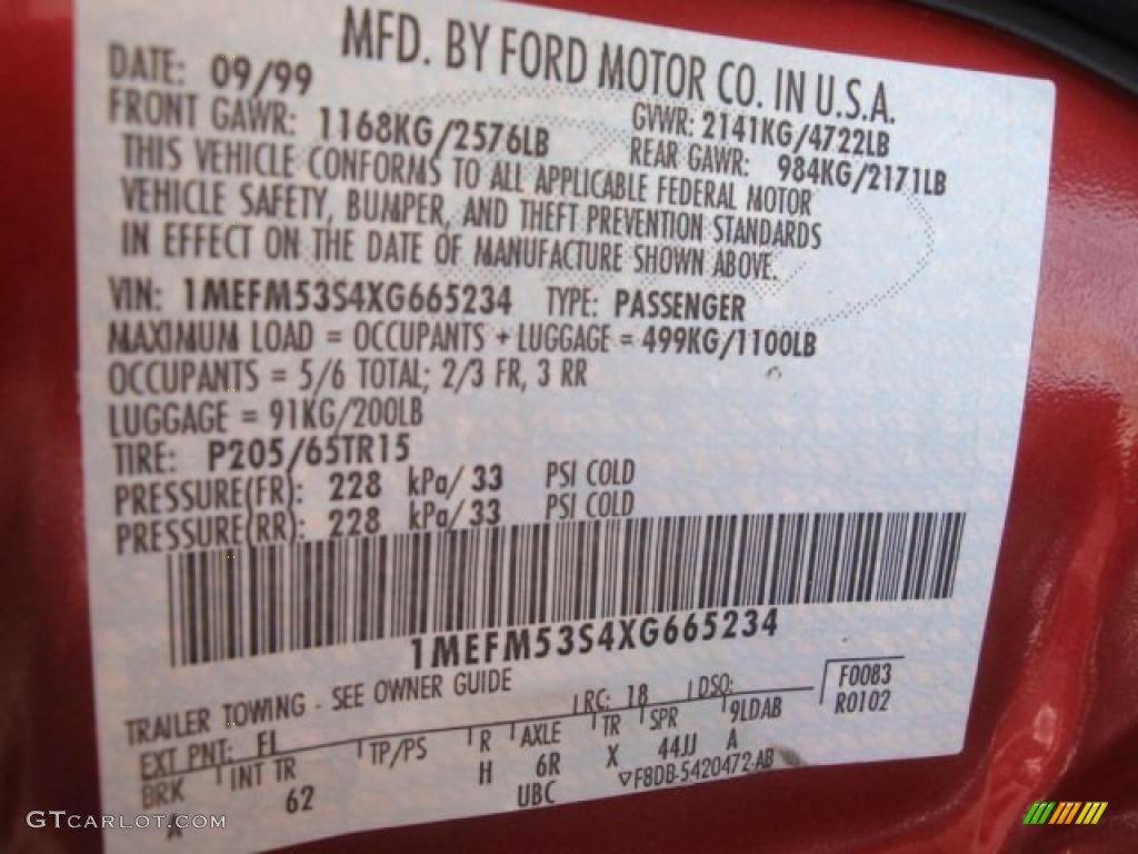 1999 Sable Color Code FL for Toreador Red Metallic Photo #37890568