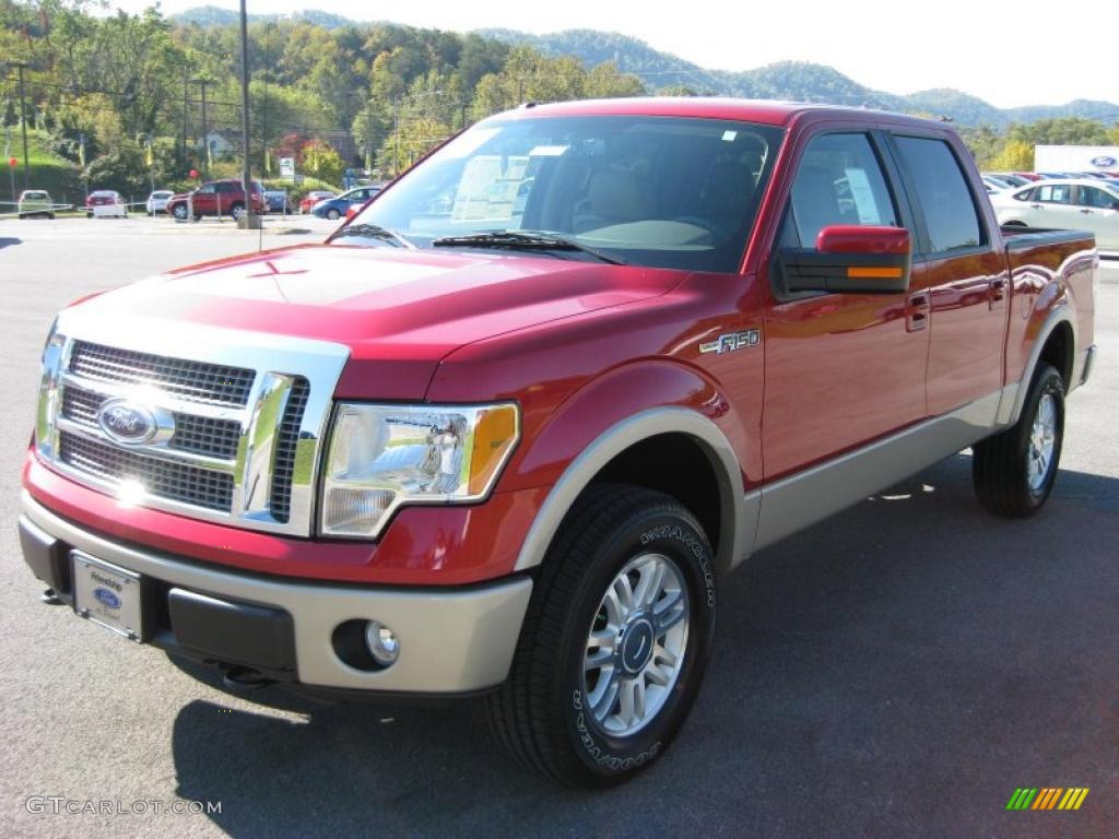 2010 F150 Lariat SuperCrew 4x4 - Red Candy Metallic / Tan photo #2