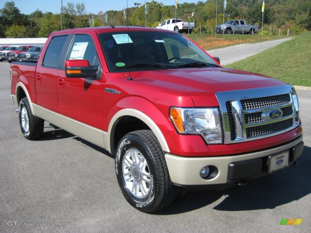 2010 F150 Lariat SuperCrew 4x4 - Red Candy Metallic / Tan photo #4