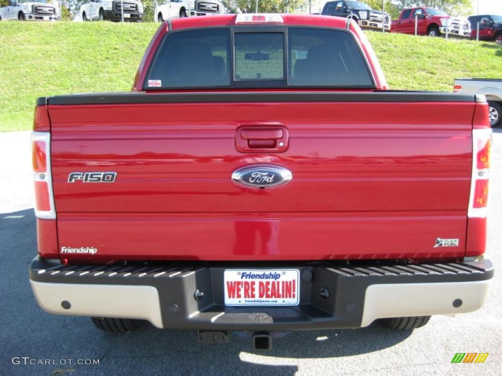 2010 F150 Lariat SuperCrew 4x4 - Red Candy Metallic / Tan photo #7