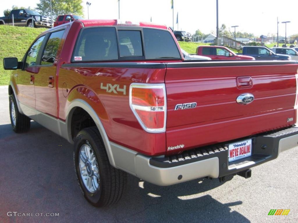 2010 F150 Lariat SuperCrew 4x4 - Red Candy Metallic / Tan photo #8