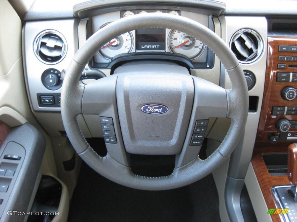 2010 Ford F150 Lariat SuperCrew 4x4 Tan Steering Wheel Photo #37893400