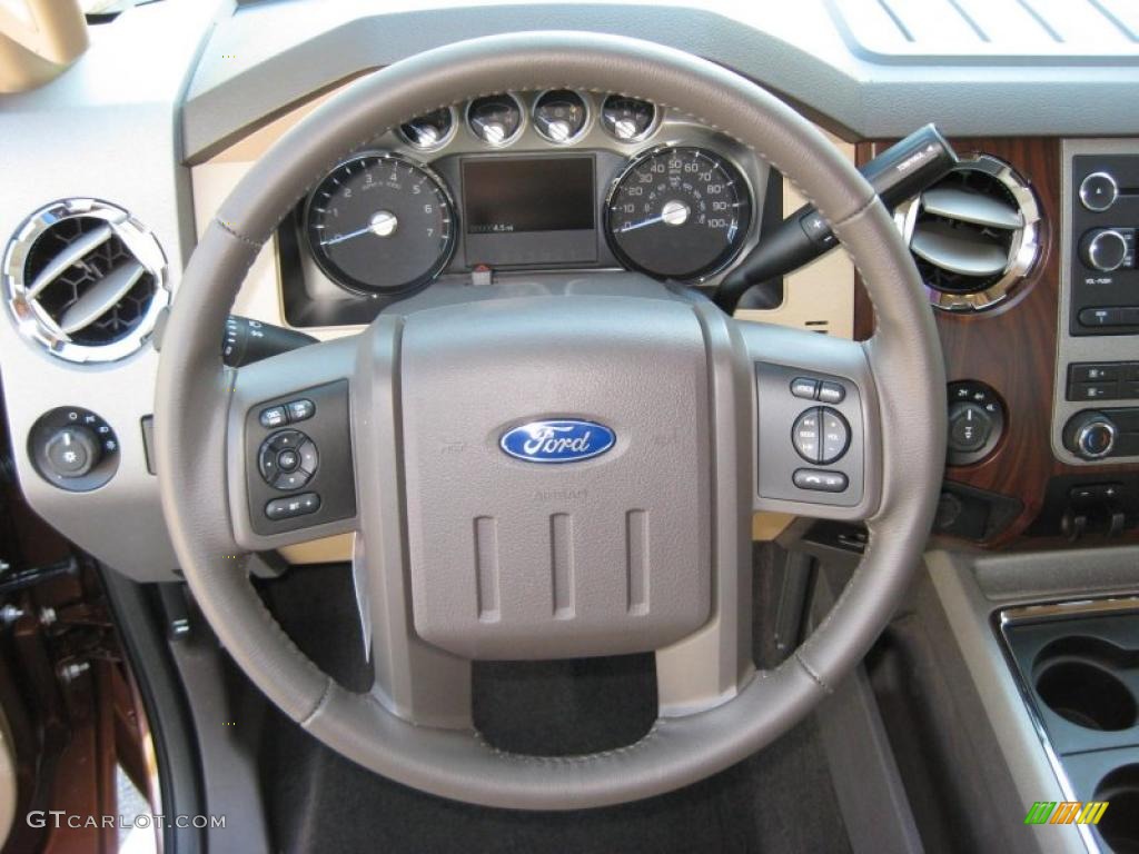 2011 Ford F250 Super Duty Lariat SuperCab 4x4 Adobe Two Tone Leather Steering Wheel Photo #37894620