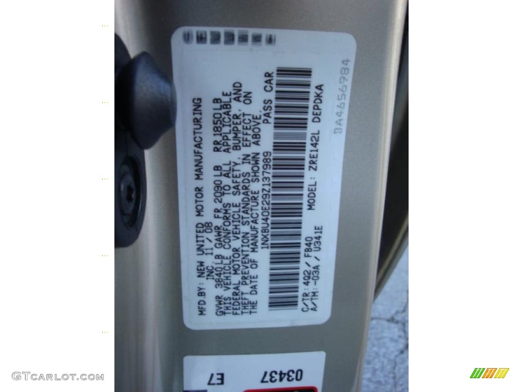 2009 Corolla Color Code 4Q2 for Desert Sand Mica Photo #37894784