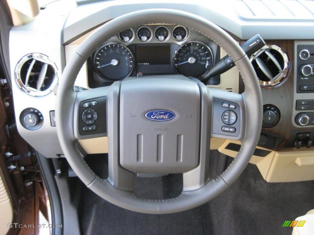 2011 Ford F250 Super Duty Lariat SuperCab 4x4 Adobe Two Tone Leather Steering Wheel Photo #37895080